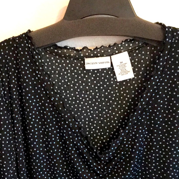 Jaclyn Smith Tops - 59) 💙Black/Blue polka dots. Blouse Jaclyn Smith